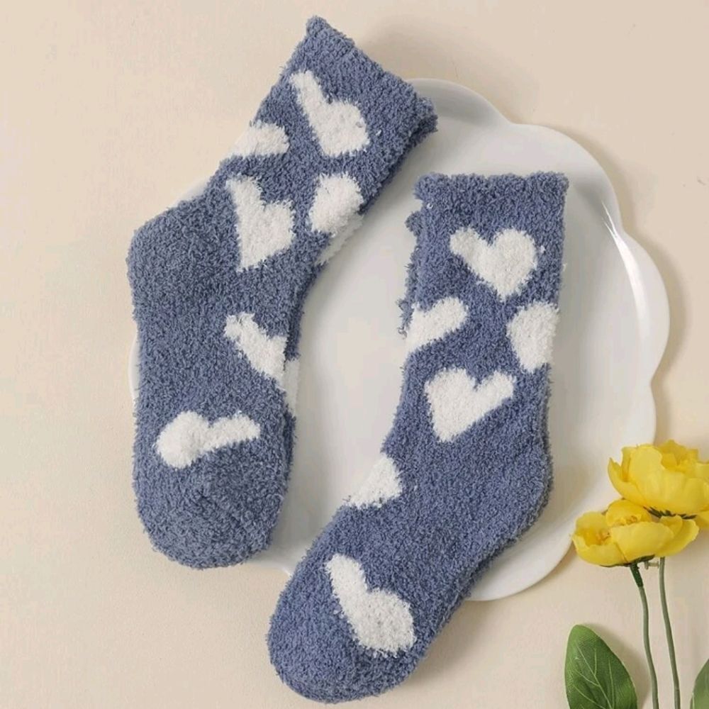 COPY - Heart 💙 Fuzzy Socks - Picture 3 of 4